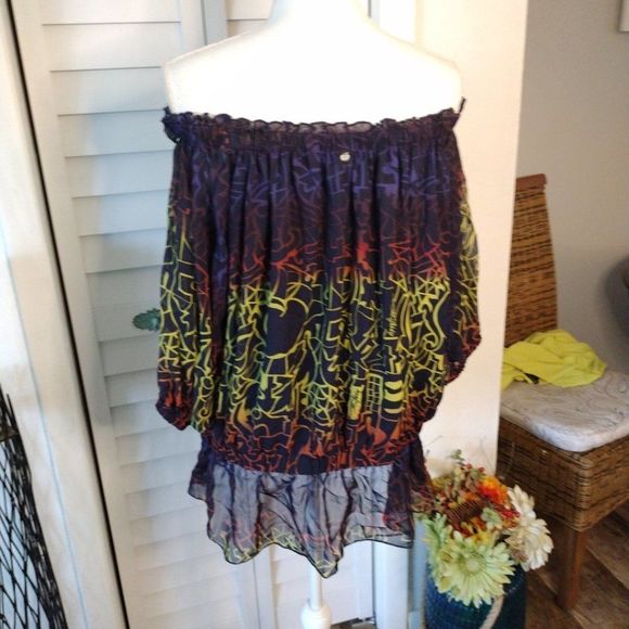 APPLE Bottoms off shoulder peplum bottom blouse Y2k 1X‎ - Picture 5 of 11